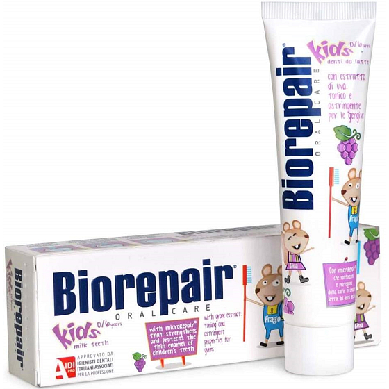 Biorepair Kids Pasta do zębów o smaku winogronowym dla dzieci 0-6 lat 50 ml