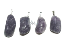 Lepidolit Troml przywieszek naturalny kamień M, cca 2,5 - 4 cm, amulet sportowców