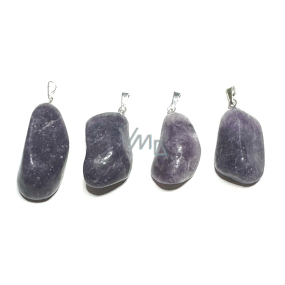 Lepidolit Troml przywieszek naturalny kamień M, cca 2,5 - 4 cm, amulet sportowców