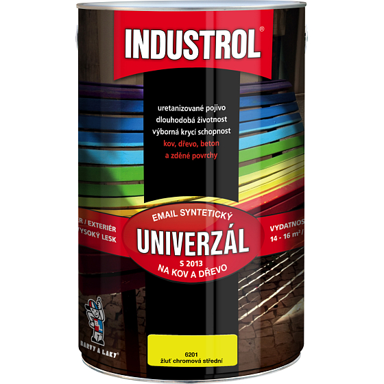 Industrol S2013 uniwersalny połysk farba na metal i drewno, 6201 żółty chromowy średni, 4 l