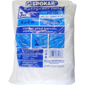 Spokar zakrývací fólie na malování, 5 µ, 20 m², 4 × 5 m, 3 ks Spokar zakrývací fólie na malování, 5 µ, 20 m², 4 × 5 m, 3 ks