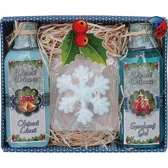 Bohemia Gifts Aqua Minerály sprchový gel 100 ml + lázeň 100 ml + mýdlo 70g veselé vánoce, kosmetická sada