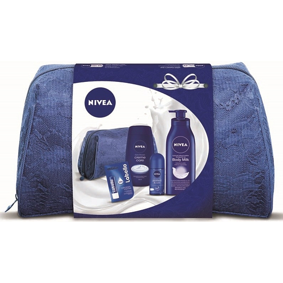 Nivea Creme Care sprchový gel 250 ml + Protect & Care kuličkový antiperspirant 50 ml + Tělové mléko 400 ml + Labello balzám na rty 4,8 g, kosmetická sada