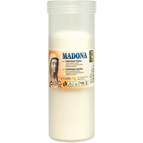 Madona Cmentarna świeczka wkład prasowana biała 3 dni 240 g