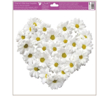Folia okienna bez kleju Serce z kwiatów Chryzantemy 30 x 33,5 cm