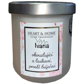Heart & Home Świeża Pościel z sojowym zapachem świeczki z imieniem Ivana 110 g