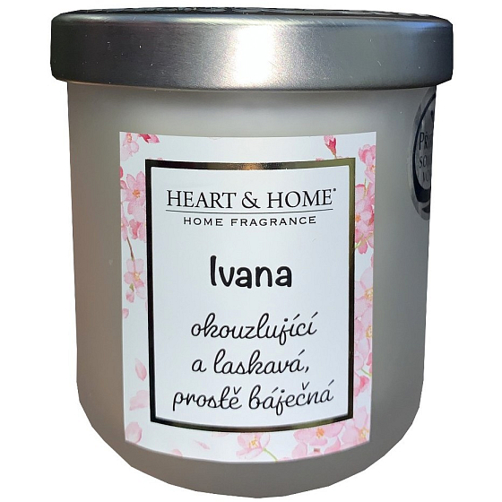 Heart & Home Świeża Pościel z sojowym zapachem świeczki z imieniem Ivana 110 g