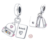 Zawieszka ze srebra 925 Książka, teczka i uśmiech, 2w1 charms do bransoletki hobby