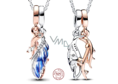 Charm Srebrna biżuteria 925 Poroże z zawieszką 2w1, zawieszka na bransoletkę zwierzę