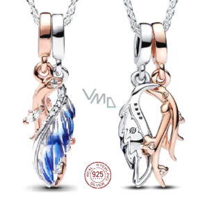 Charm Srebrna biżuteria 925 Poroże z zawieszką 2w1, zawieszka na bransoletkę zwierzę