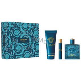 Versace Eros Eau de Parfum woda perfumowana 100 ml + żel pod prysznic 150 ml + woda perfumowana 10 ml, zestaw prezentowy dla mężczyzn