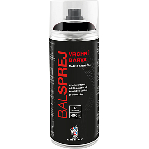 BALSPREJ vrchní univerzální akrylowy kolor w sprayu, RAL 9005 czarny mat, 400 ml