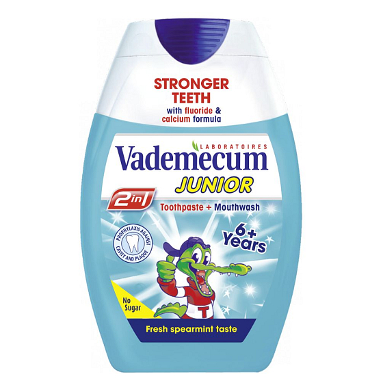 Vademecum Junior Spearmint 2v1 zubní pasta a ústní voda v jednom pro děti 75 ml