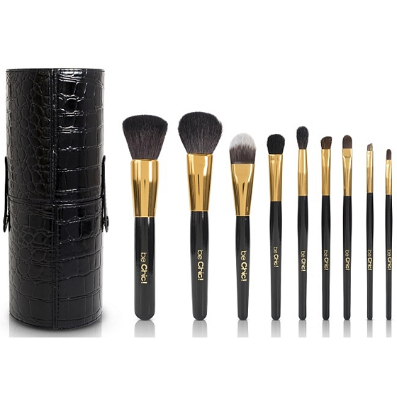 Be Chic! Luxury Professional, sada 9 kusů kosmetických štětců s přírodními a syntetickými štětinami, kosmetická sada