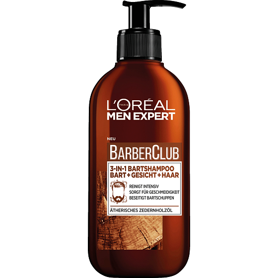 Loreal Paris Men Expert BarberClub Beard Face & Hair Wash 3w1 żel do codziennej pielęgnacji twarzy, brody i włosów 200 ml