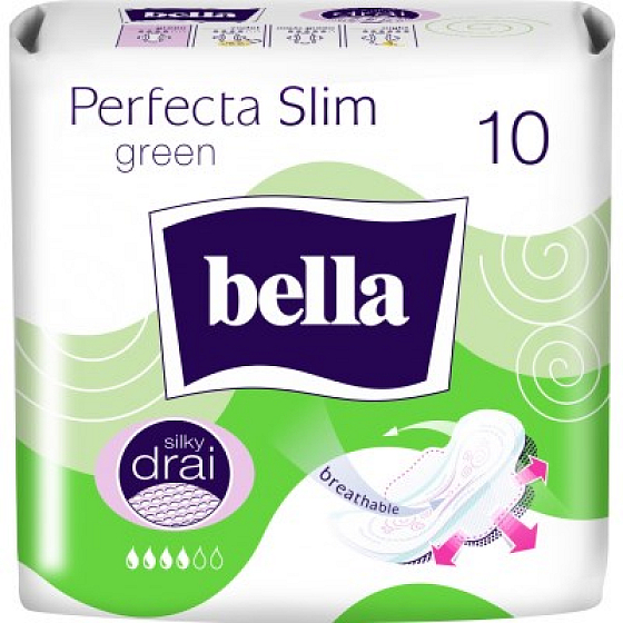 Bella Perfecta Slim Green ultracienkie podpaski z skrzydełkami 10 sztuk