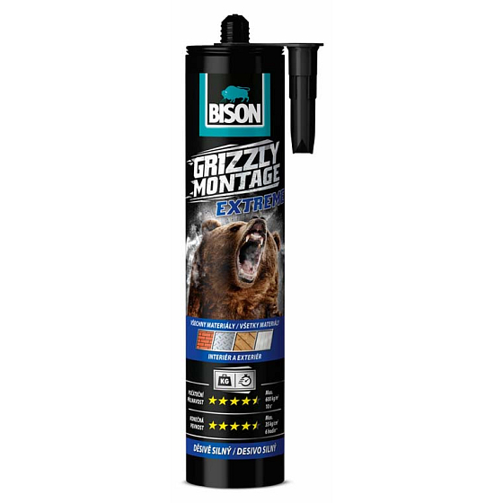 Bison Grizzly Montage Extreme White mocne i szybkie klej montażowy 435 g