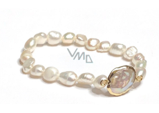 Perla říční bílá náramek elastický přírodní, 7 - 8 mm / 16 - 17 cm, symbol ženskosti, přináší obdiv
