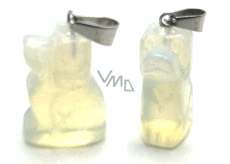 Opalit Pies syntetyczny kamień, ręcznie szlifowana figurka 1,8 x 2,5 x 8 mm, kamień przyjaźni i nadziei