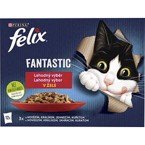 Felix Fantastic saszetki dla kotów z kurczakiem, wołowiną, królikiem i jagnięciną, 12 × 85 g