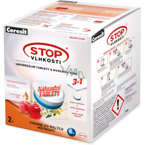 Ceresit Stop Vlhkosti náhradní tablety s ovocnou vůní 2 ks 600g Ceresit Stop Vlhkosti náhradní tablety s ovocnou vůní 2 ks 600g