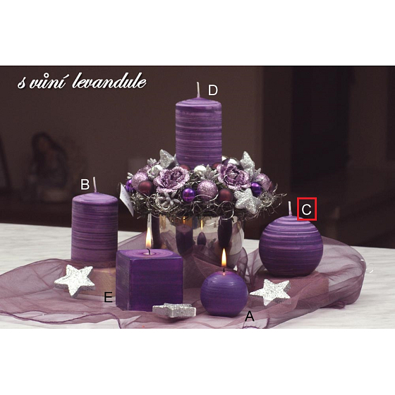 Lima Wellness Levandule aroma svíčka koule průměr 80 mm 1 kus