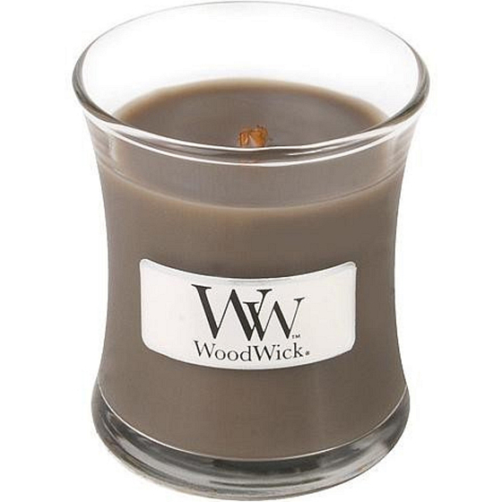 WoodWick Sand & Driftwood - Písek a naplavené dřevo vonná svíčka s dřevěným knotem a víčkem sklo malá 85 g