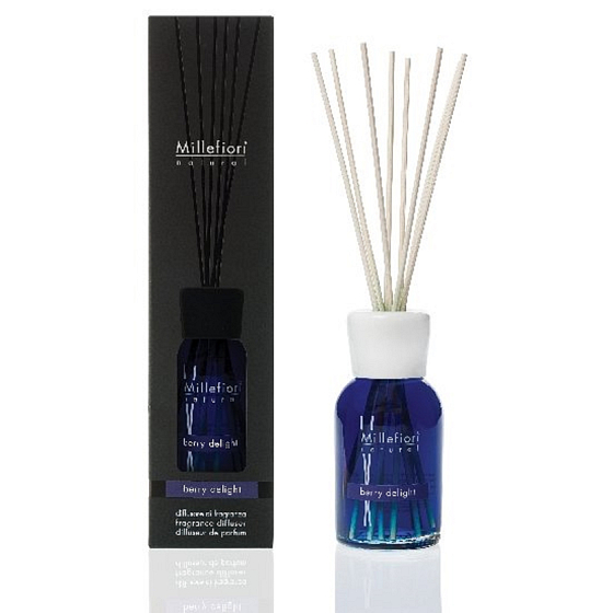 Millefiori Milano Natural Berry Delight - Ovocné potěšení Difuzér 500 ml + 12 stébel v délce 35 cm do velkých prostor vydrží 6-7 měsíců