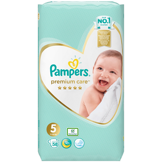 Pampers Premium Care 5 Junior 11-16 kg plenkové kalhotky 58 kusů
