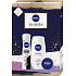 Nivea Skin Sensation antiperspirant deodorant sprej 150 ml + sprchový gel 250 ml + krém 30 ml, kosmetická sada pro ženy