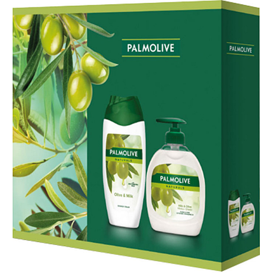 Palmolive Naturals Olive & Milk sprchový krém 250 ml + Olive & Milk tekuté mýdlo dávkovač 300 ml, kosmetická sada