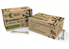 CS County Sales Bamboo Eco higieniczne patyczki bambusowe z główką ze 100% czystej bawełny, kwadratowe opakowanie 300 sztuk