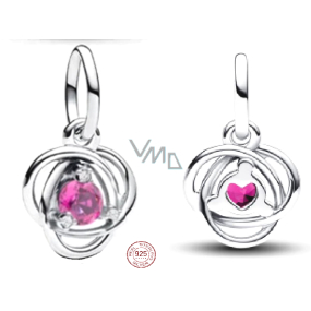 Zawieszka ze srebra próby 925 Różowy krąg w stylu vintage, element do bransoletki symbol Zawieszka ze srebra próby 925 Różowy krąg w stylu vintage, element do bransoletki symbol