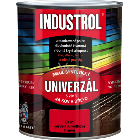 Industrol S2013 univerzál lesk vrchní barva na kov a dřevo, 8191 tmavá červeň rumělka, 750 ml Industrol S2013 univerzál lesk vrchní barva na kov a dřevo, 8191 tmavá červeň rumělka, 750 ml