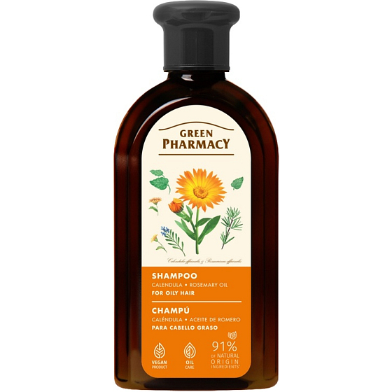 Green Pharmacy szampon do włosów tłustych z nagietkiem i rozmarynem 350 ml