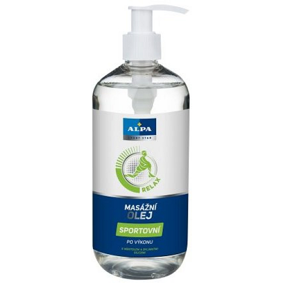 Alpa Sport Star Relax po výkonu Sportovní masážní olej s mentolem a bylinnými silicemi 500 ml