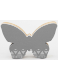 Nekupto Home Decor Drewniana dekoracja motyl szary 12 x 8 cm