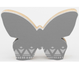 Nekupto Home Decor Drewniana dekoracja motyl szary 12 x 8 cm