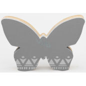 Nekupto Home Decor Drewniana dekoracja motyl szary 12 x 8 cm