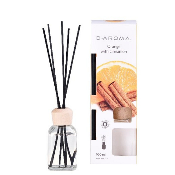 D-Aroma- Orange with Cinnnamon - Pomeranč a skořice aroma difuzér s tyčinkami pro postupné uvolňování vůně 100 ml