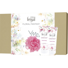 Fenjal Floral Fantasy sprchový gel pro ženy 200 ml + tělové mléko 200 ml + mycí houba, kosmetická sada Fenjal Floral Fantasy sprchový gel pro ženy 200 ml + tělové mléko 200 ml + mycí houba, kosmetická sada
