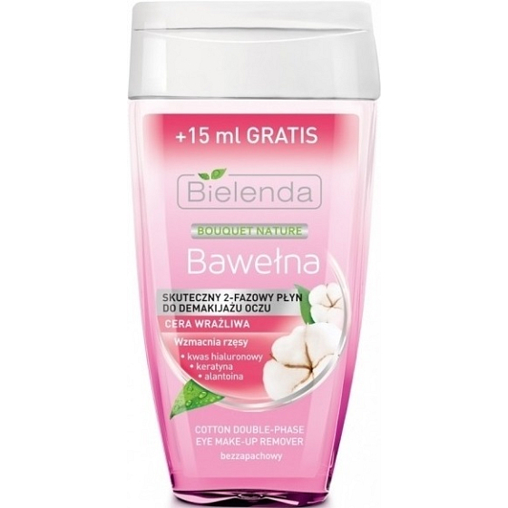 Bielenda Bouquet Nature Cotton dvoufázový odličovač očí s bavlnou 140 ml