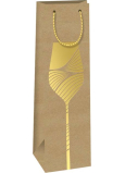 Ditipo Torba prezentowa na butelkę 12,3 x 36,2 x 7,8 cm Kraft - naturalna, złoty kielich