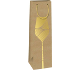 Ditipo Torba prezentowa na butelkę 12,3 x 36,2 x 7,8 cm Kraft - naturalna, złoty kielich