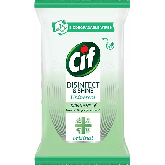 Cif Disinfect & Shine univerzální čistící ubrousky 36 kusů