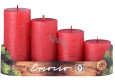 Emocio Advent rustykalna metal czerwona świeczka walec 4 sztuki