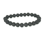 Turmalin czarny mat elastyczny naturalny kamień, kulka 8 mm / 16 - 17 cm, stráży dobrego nastroju
