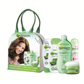 Garnier Kompletní péče denní krém + deo + tělové mléko + šampon + balzám, kosmetická sada