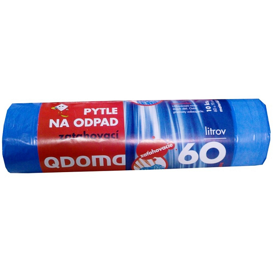 QDoma Sáčky do odpadkového koše modré zatahovací 60 litrů, 60 x 70 cm, 10 kusů