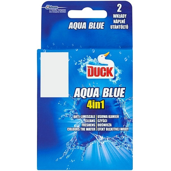 Duck Aqua Blue Efekt modré vody 4v1 Wc závěsný čistič náhradní náplň 2 x 40 g
